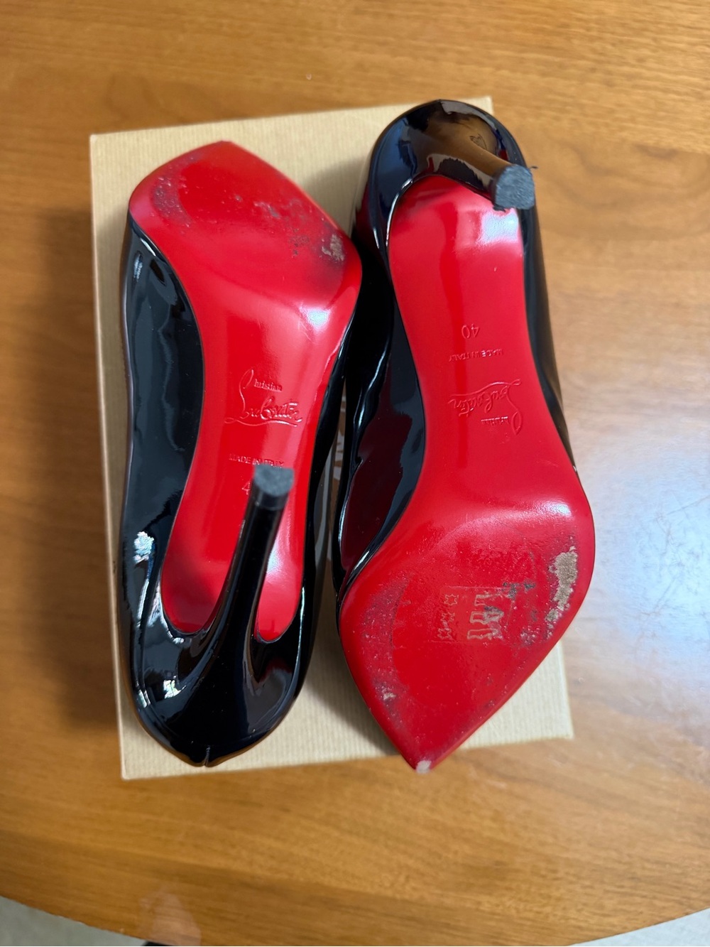 Christian Louboutin Black Patent Leather Stiletto Pumps with Red Soles
